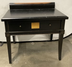 Asian Black Wood One Drawer Accent Table