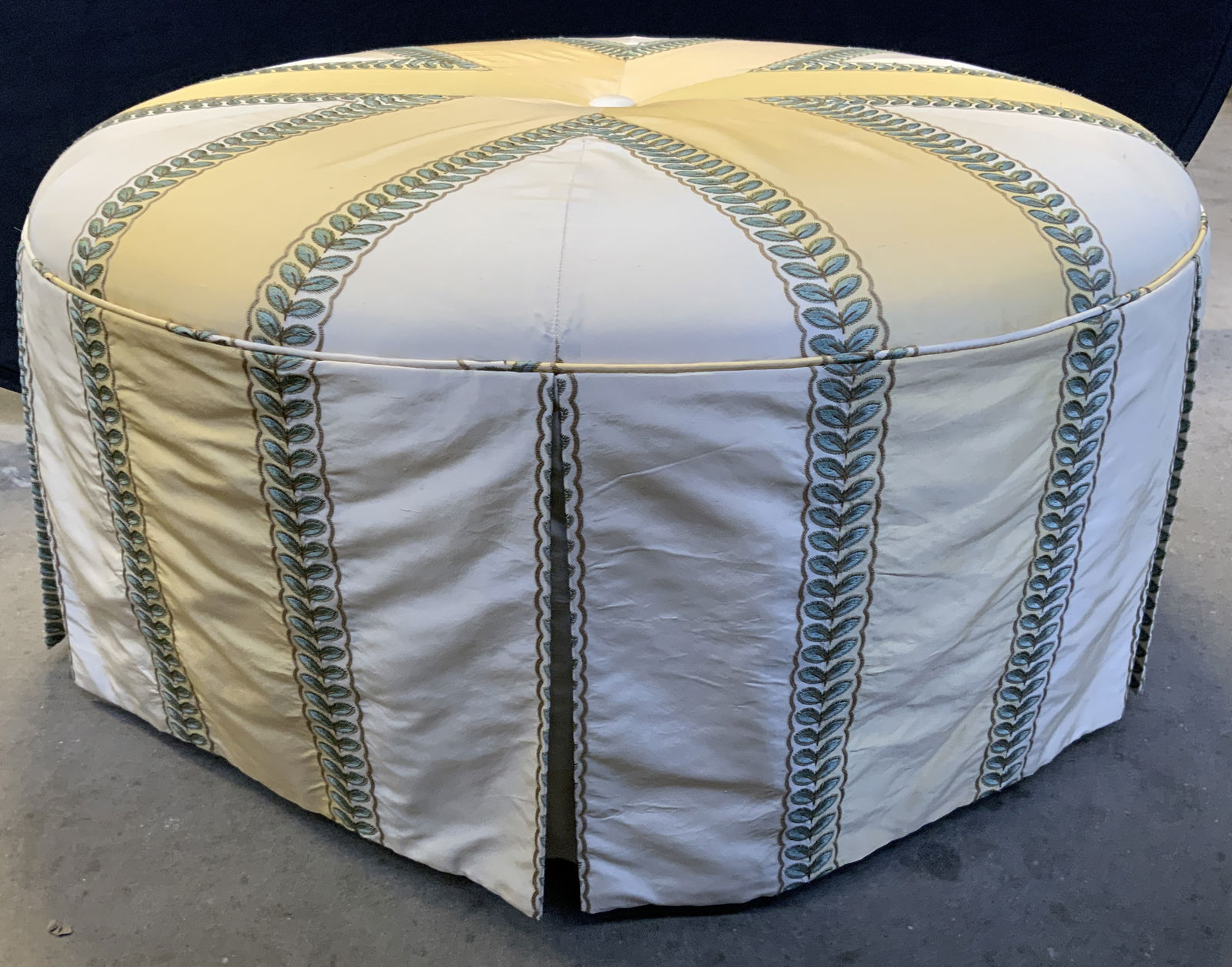 Circular Skirted Ottoman On Wheels Yellow (1 of 7)