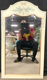 Cream Toned Wall Mirror W Painted Detail