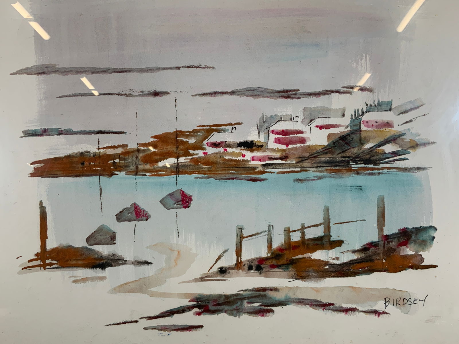 Framed & Signed Birdsey Shore Path Watercolor (1 of 9)