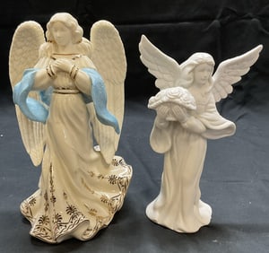 Lot 2 Lenox & Enesco Porcelain Angel Figurals