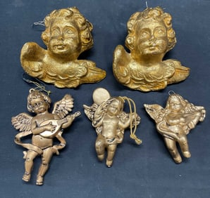 Lot 5 Gilt Ceramic Cherub Putti Ornaments