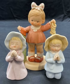 Lot 3 HoGA Porcelain Blue Button Twins Figurals +
