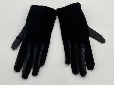 Vintage Black Velvet Satin Gloves, Germany NWOT