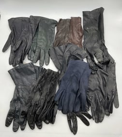 Group Lot Black & Brown Leather Gloves