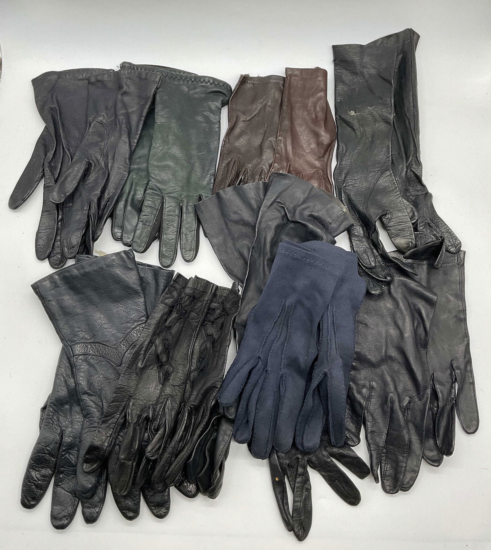 Group Lot Black & Brown Leather Gloves (1 of 8)