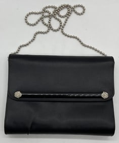Vintage Black Satin Crystal Handbag