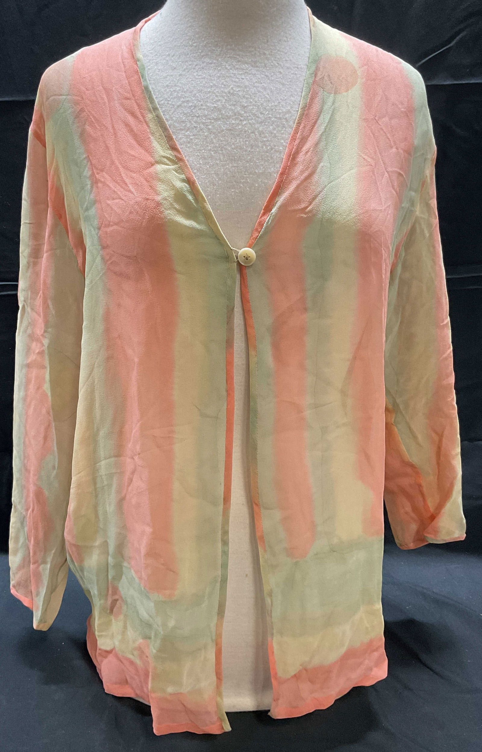 Pink & Green Sheer Button Front Top (1 of 6)