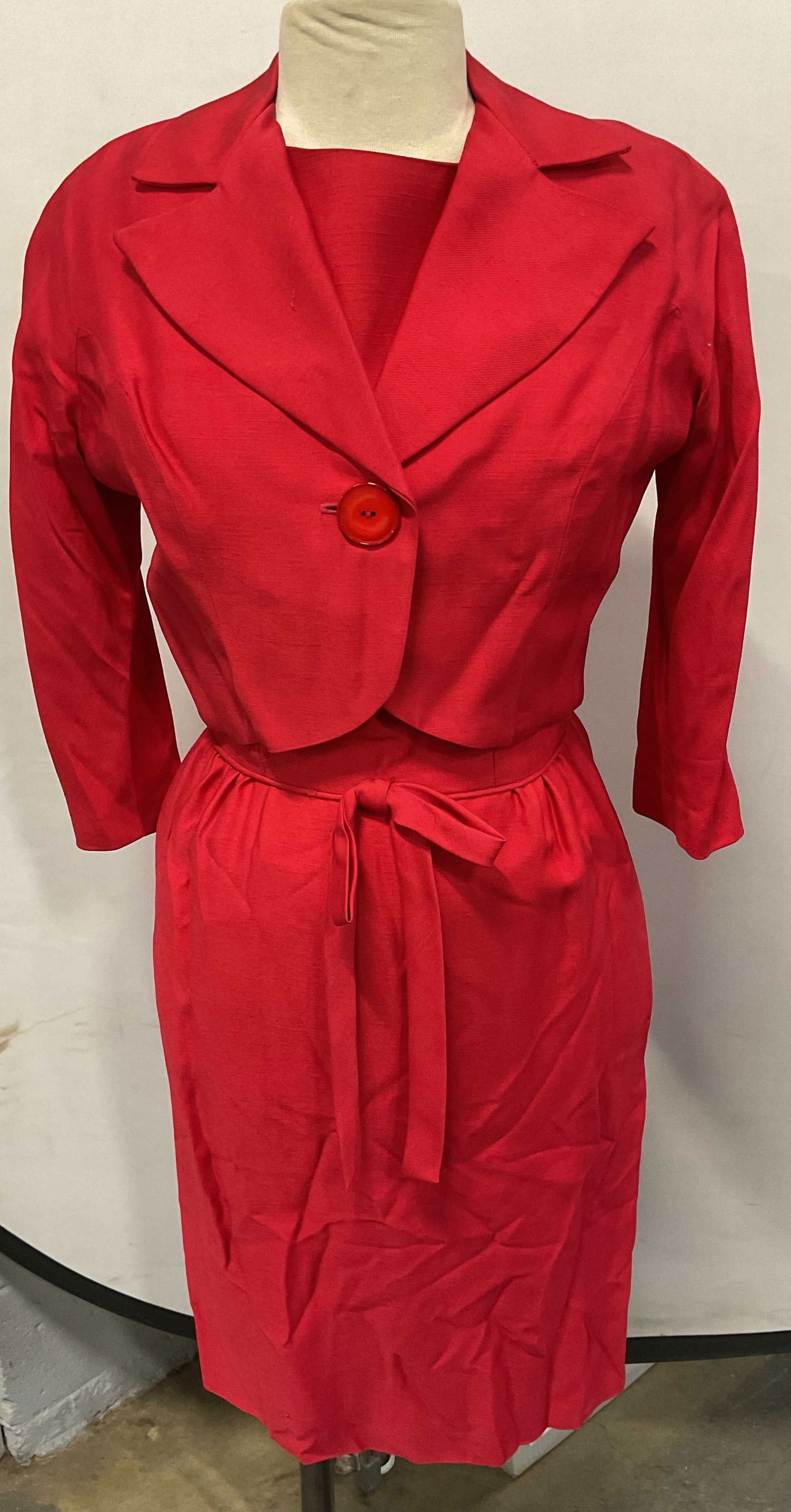 Lot 2 Vintage Red Short Sleeve Dress & Jacket (1 of 6)