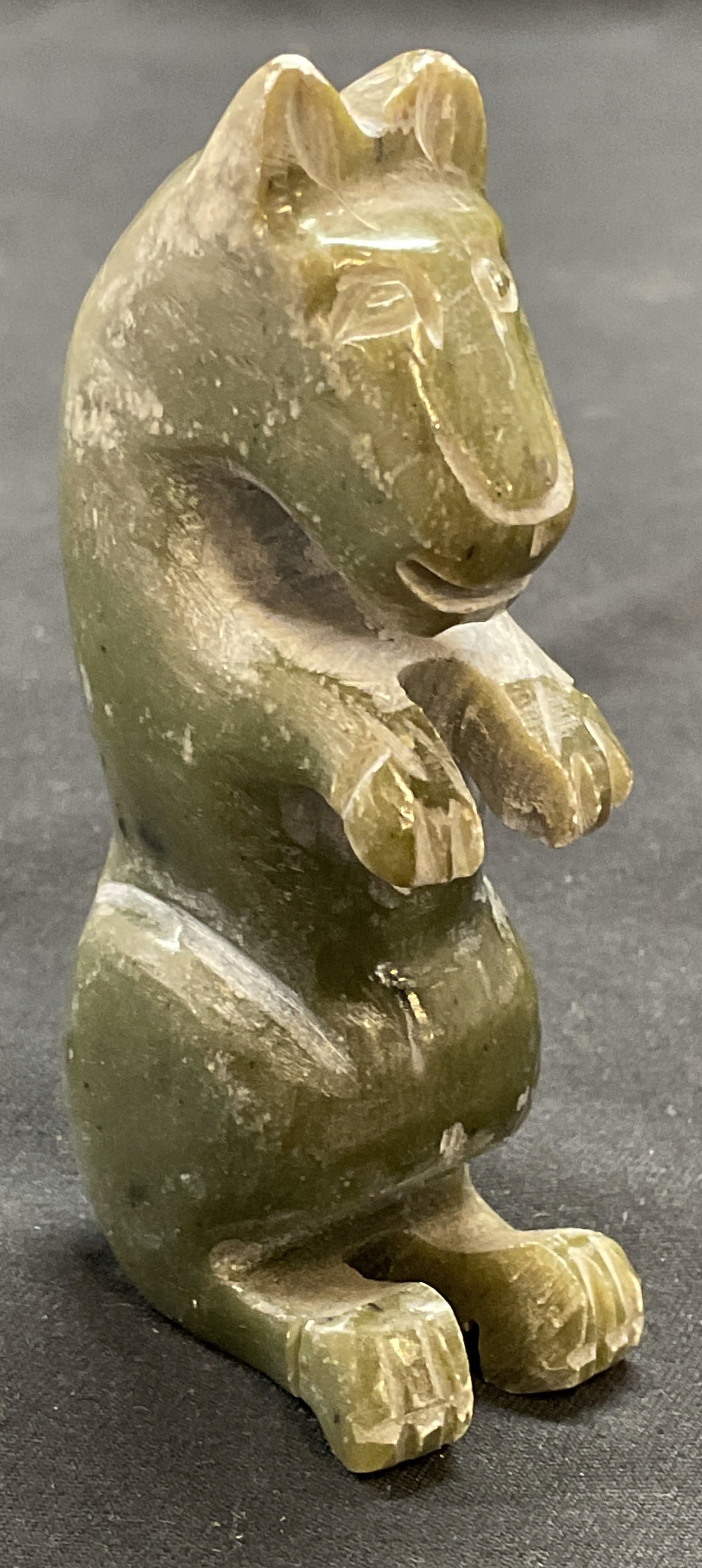 Vintage Hand Carved Jade Horse Figural: Vintage hand carved jade horse figural. Measures approx. 1.5 x .75 x 3 inches. Total weight 103.2 grams. Some surface wear including scratching observed. Horse figural, hand carved jade figural, jade