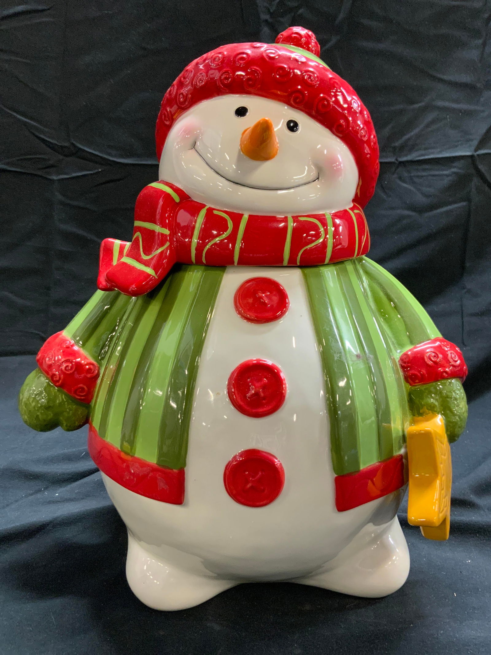 FITZ & FLOYD Holiday Folk Porc Snowman Cookie Jar (1 of 7)