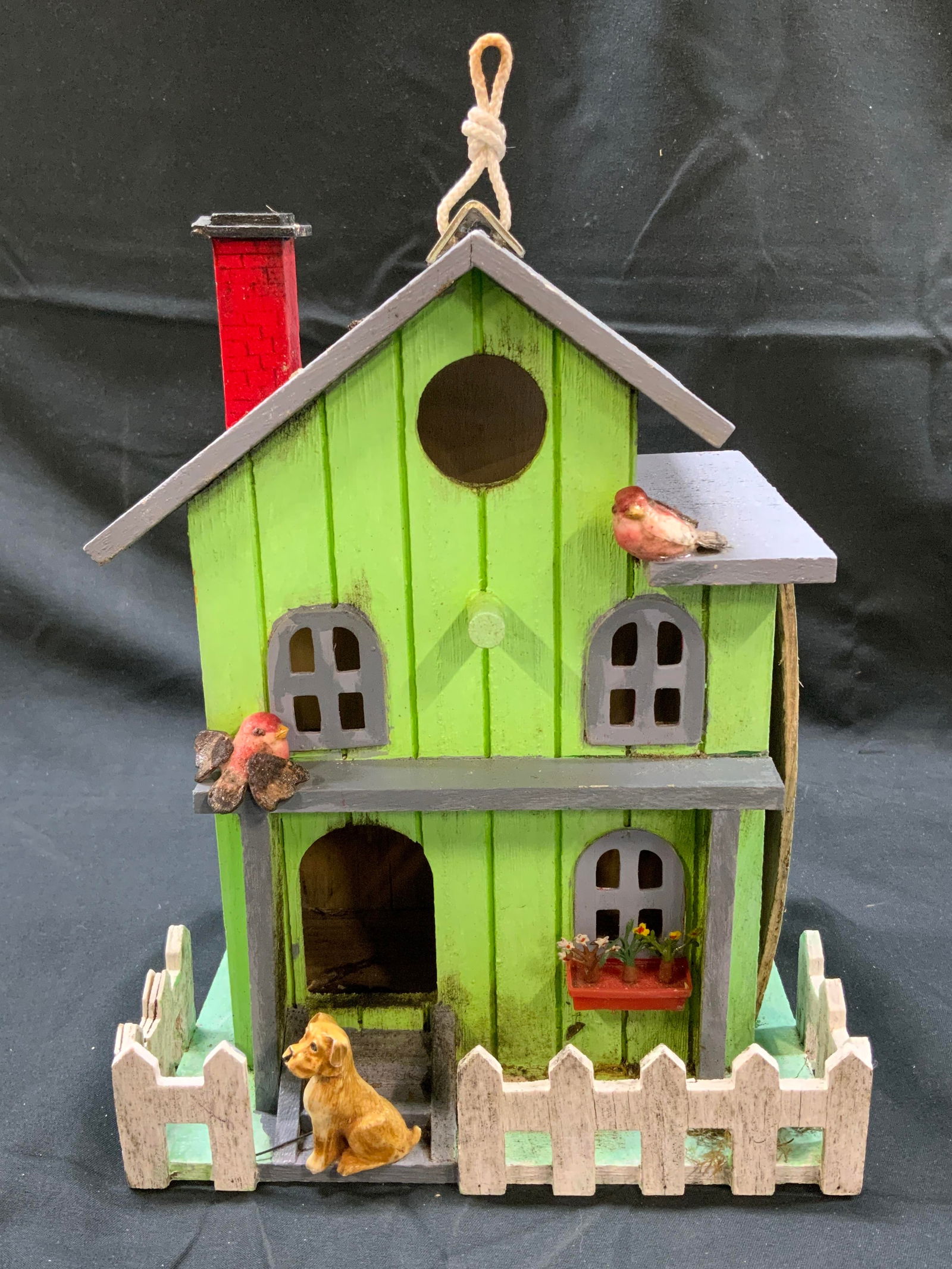 Wooden Green Bird House Outdoor Decor (1 of 8)