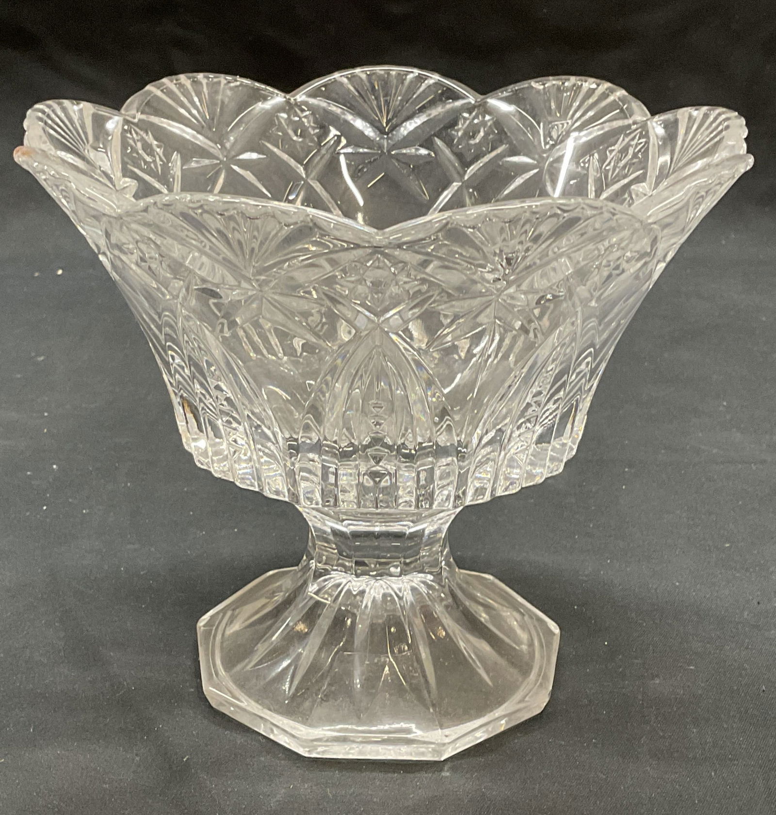 Cut Crystal Footed Scalloped Bowl (1 of 6)