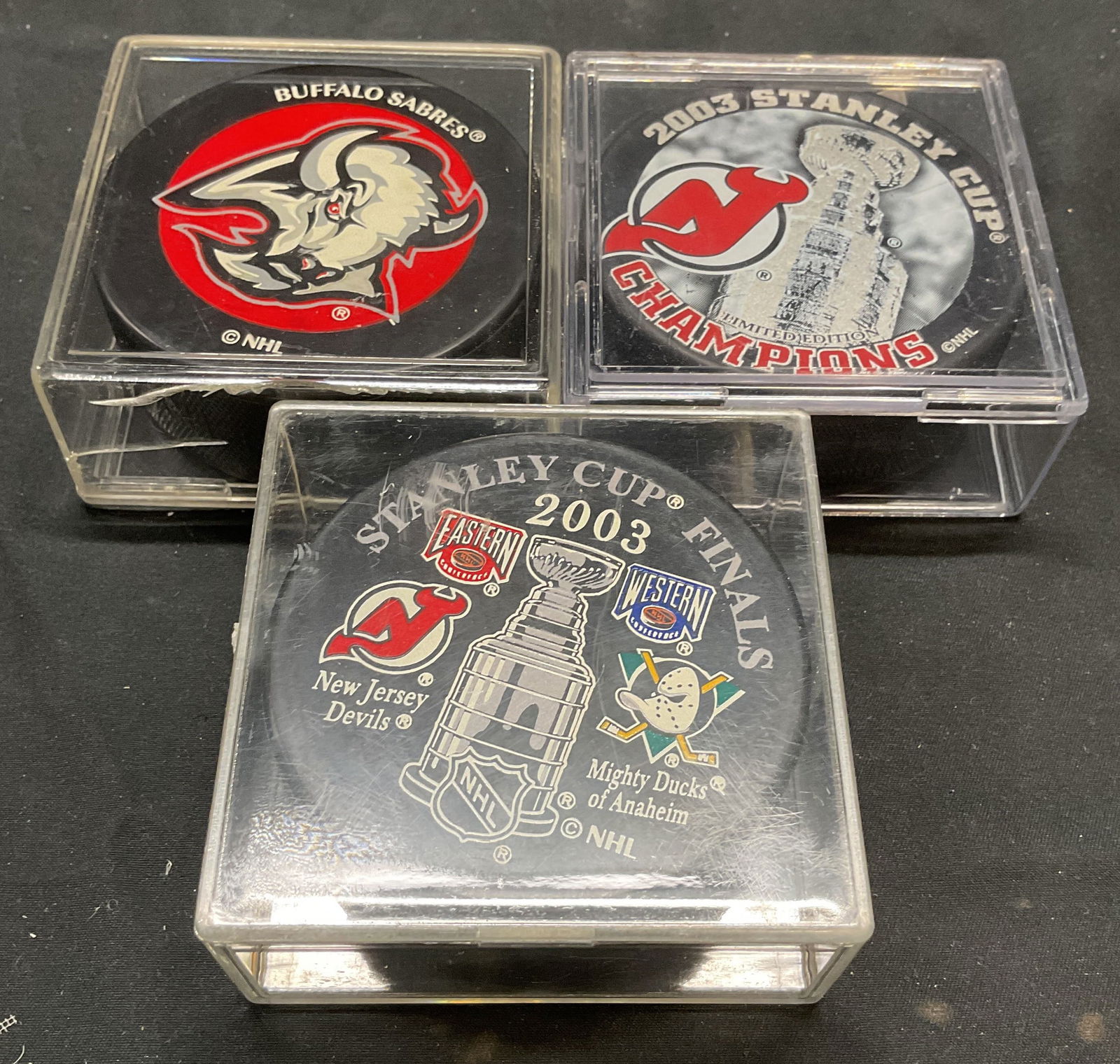 Lot 3 NHL Stanley Cup Souvenir Hockey Pucks (1 of 7)