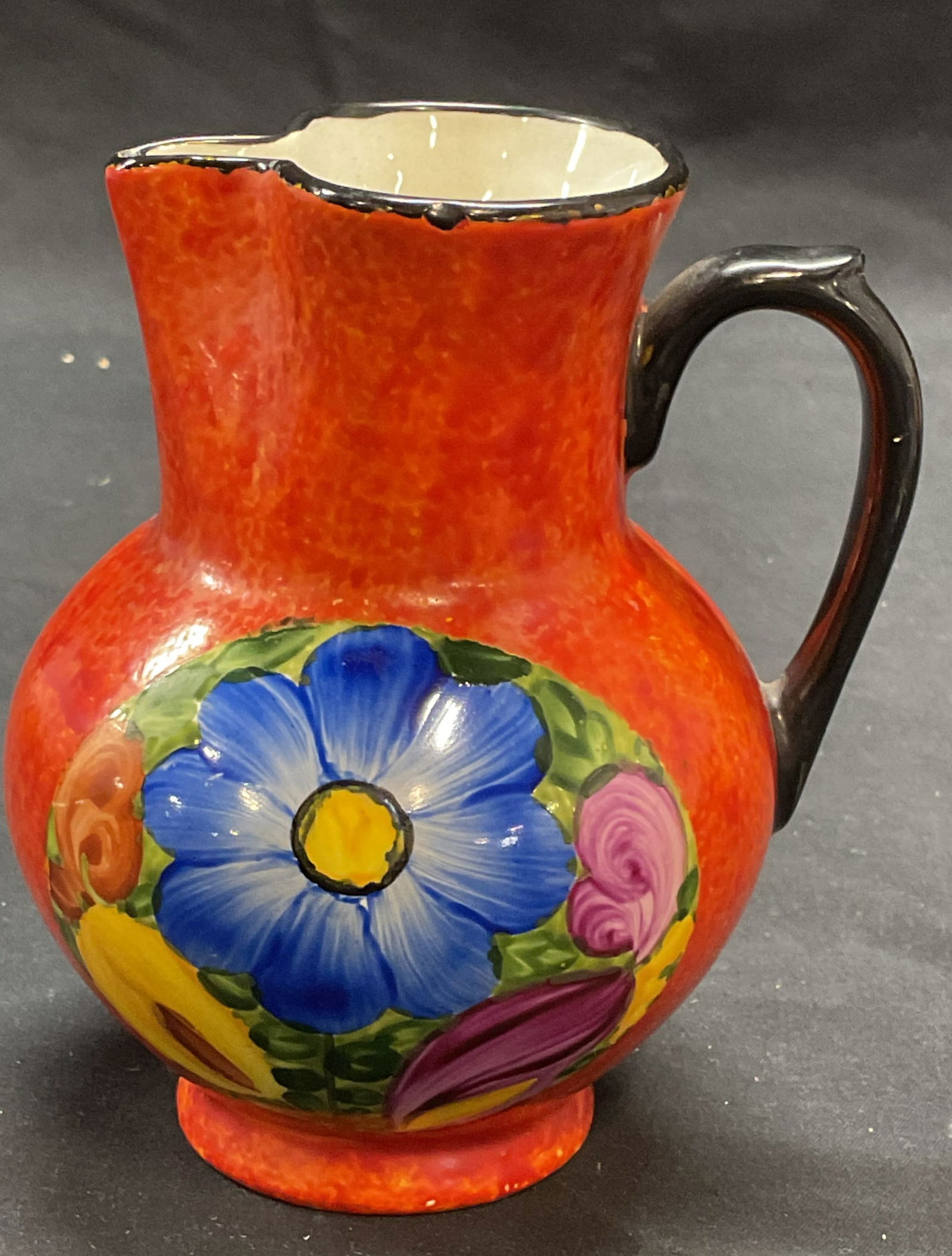 Signed Czechoslovakia Ceramic Floral Pitcher (1 of 6)
