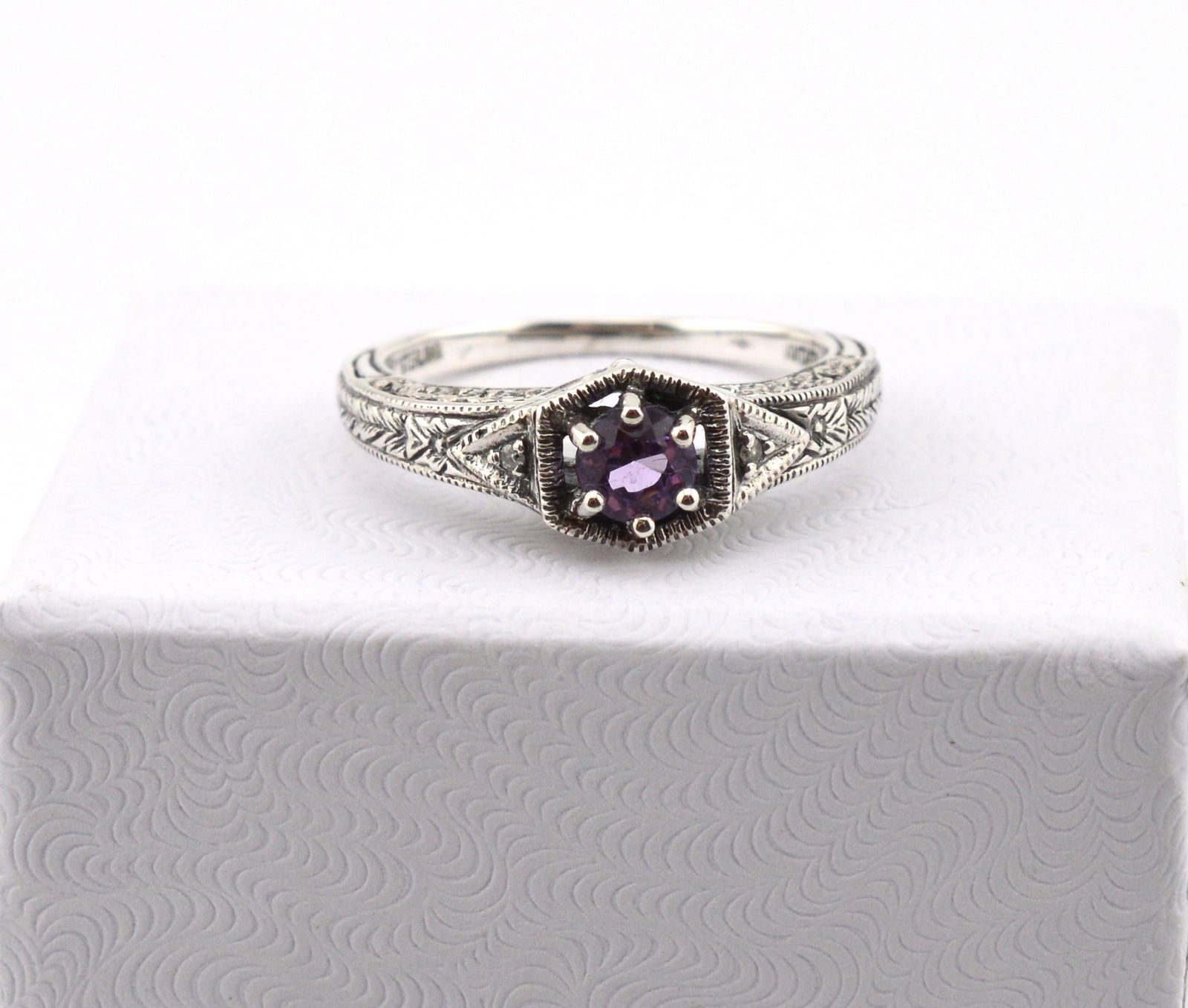 Sterling Silver Amethyst Diamond Ring (1 of 6)