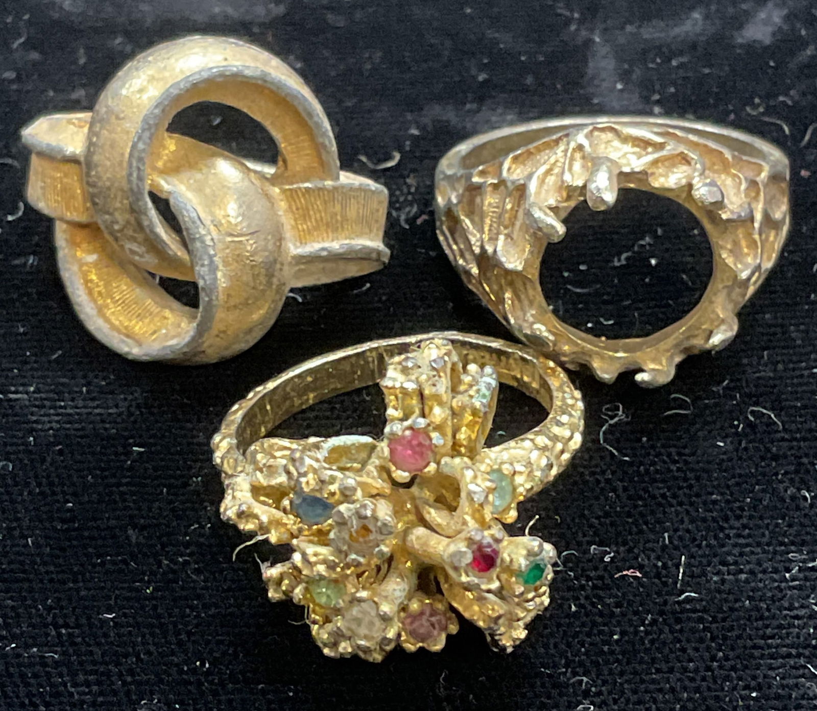 Lot 3 Vendome Gold Pl Knot Ring, 18k Pl Rings (1 of 6)