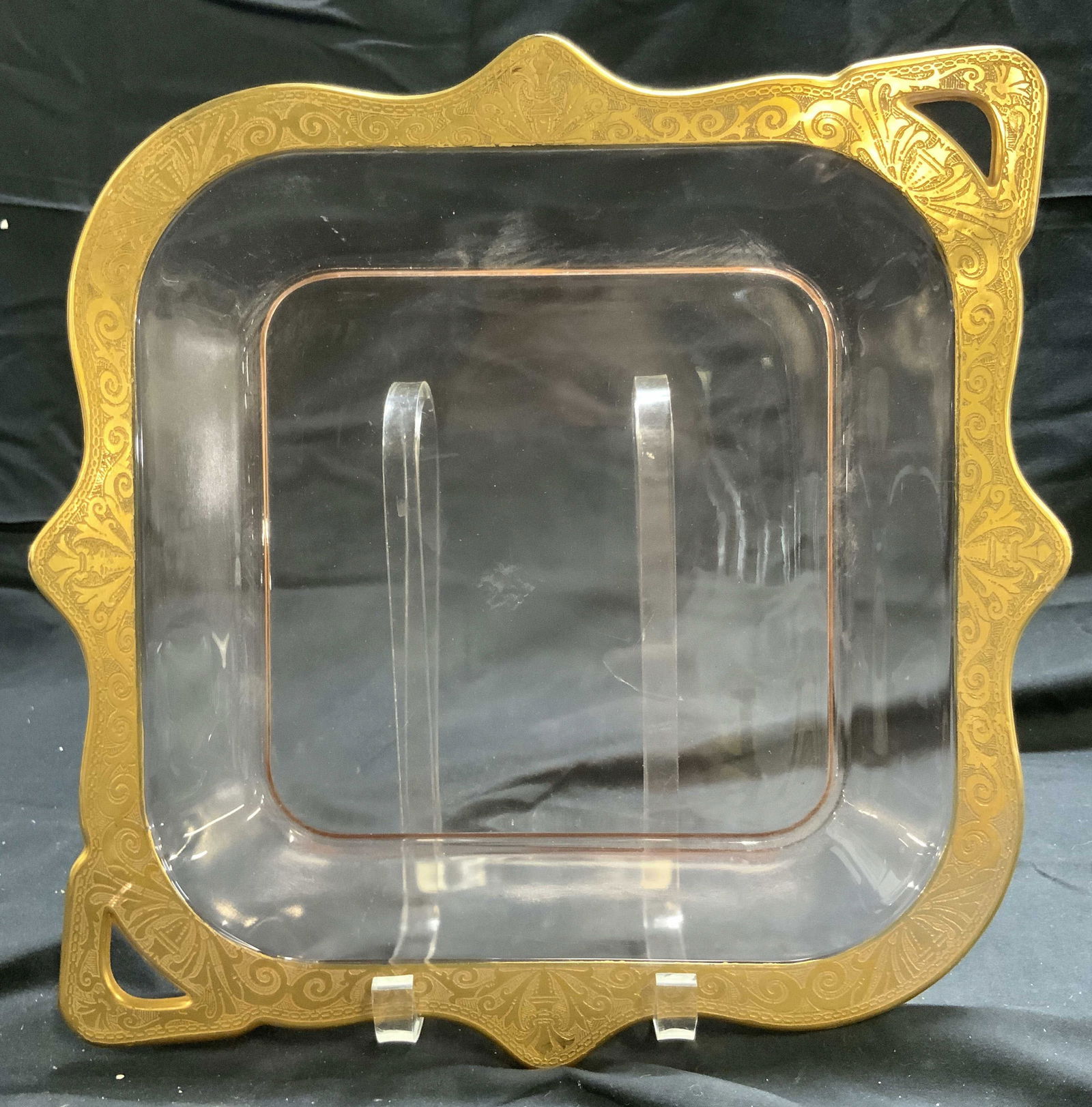 Vntg Pink Depression Glass Dish W Gilt Trim (1 of 8)