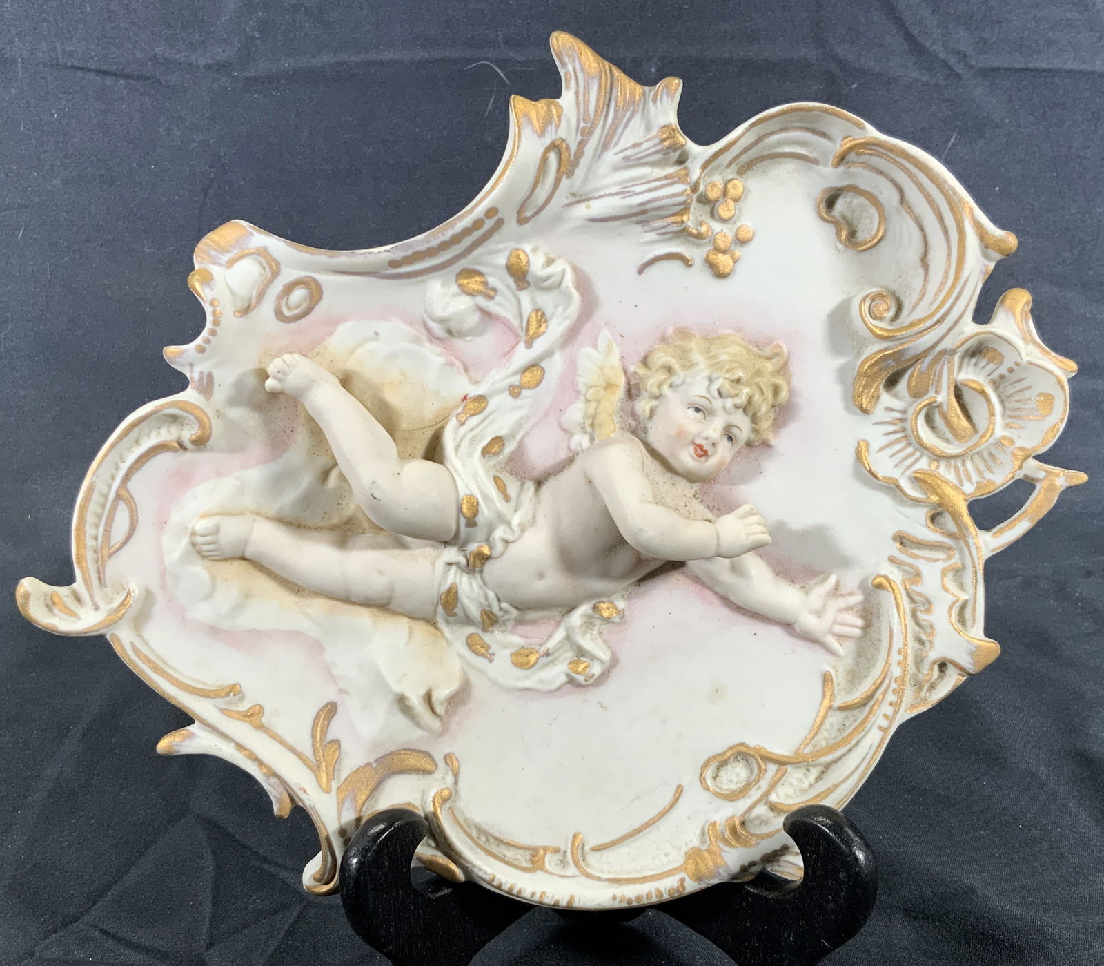 Vntg Arnat Porcelain Cherub Decorative Wall Plaque (1 of 9)