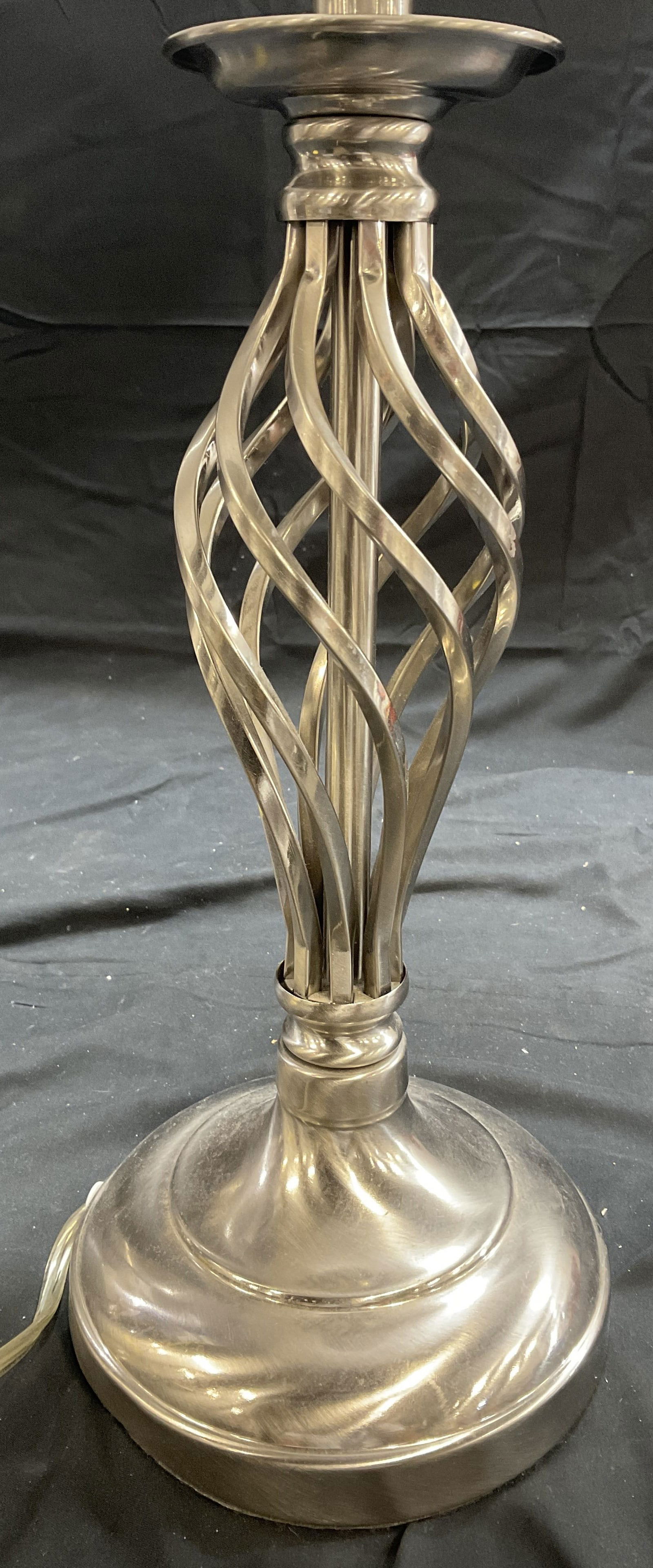 Brushed Metal Table Lamp W Shade & Finial (1 of 6)