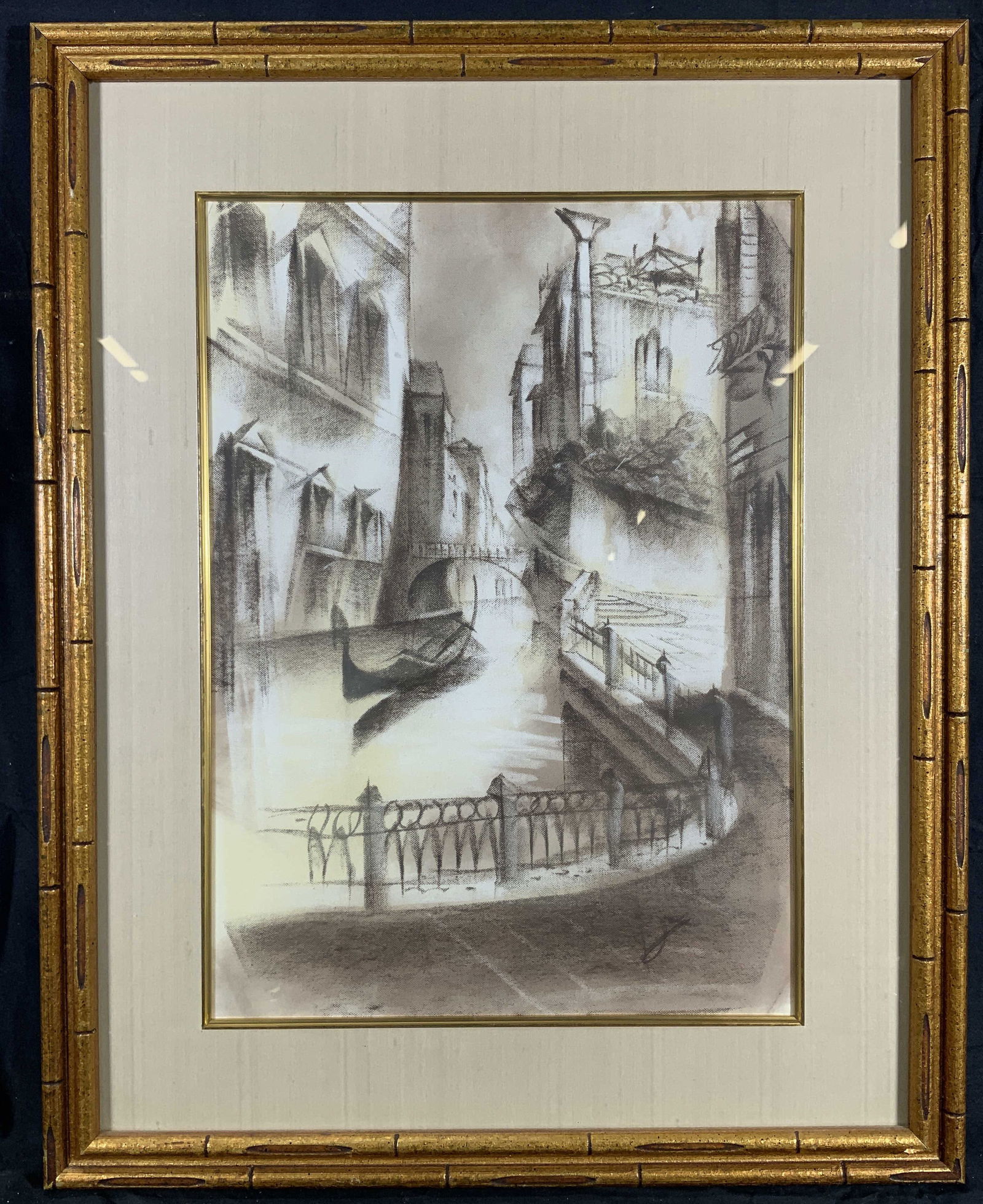 Framed & Signed Venetian City Scene Illustration (1 of 10)