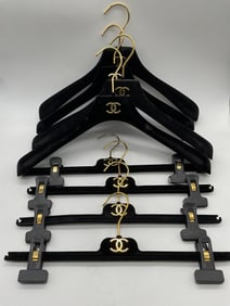Lot 8 Chanel Black Felt Interlocking C Hangers