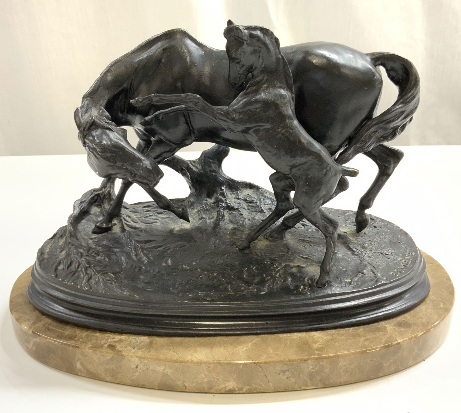 After PJ MENE Mare & Foal Bronze Figure On Marble (1 of 9)