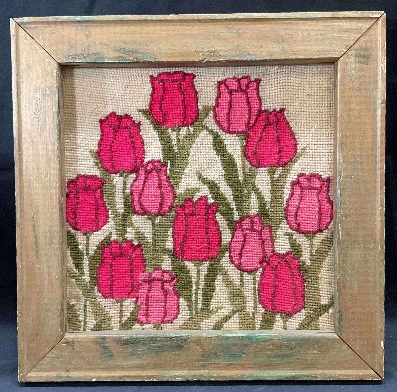 Framed Pink Tulips Textile Art (1 of 7)