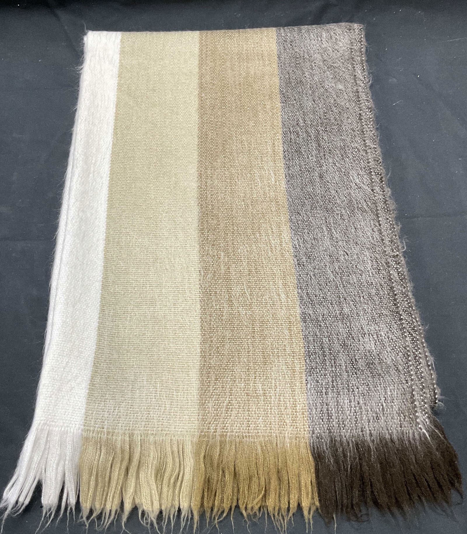 Brown/Tan Striped Fringe Scarf Wrap (1 of 6)