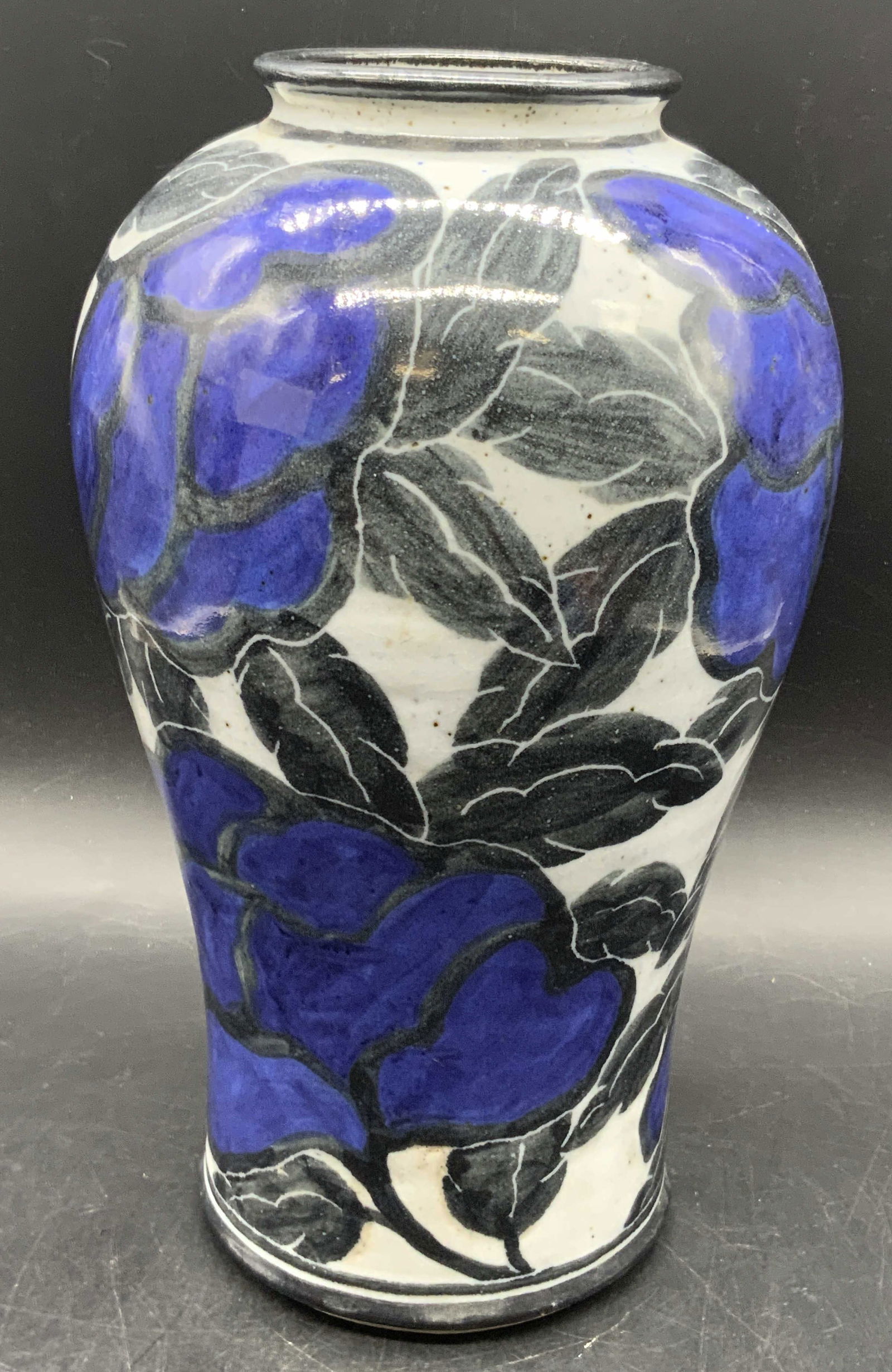 Vintage Signed Artisan Pottery Floral Motif Vase (1 of 9)