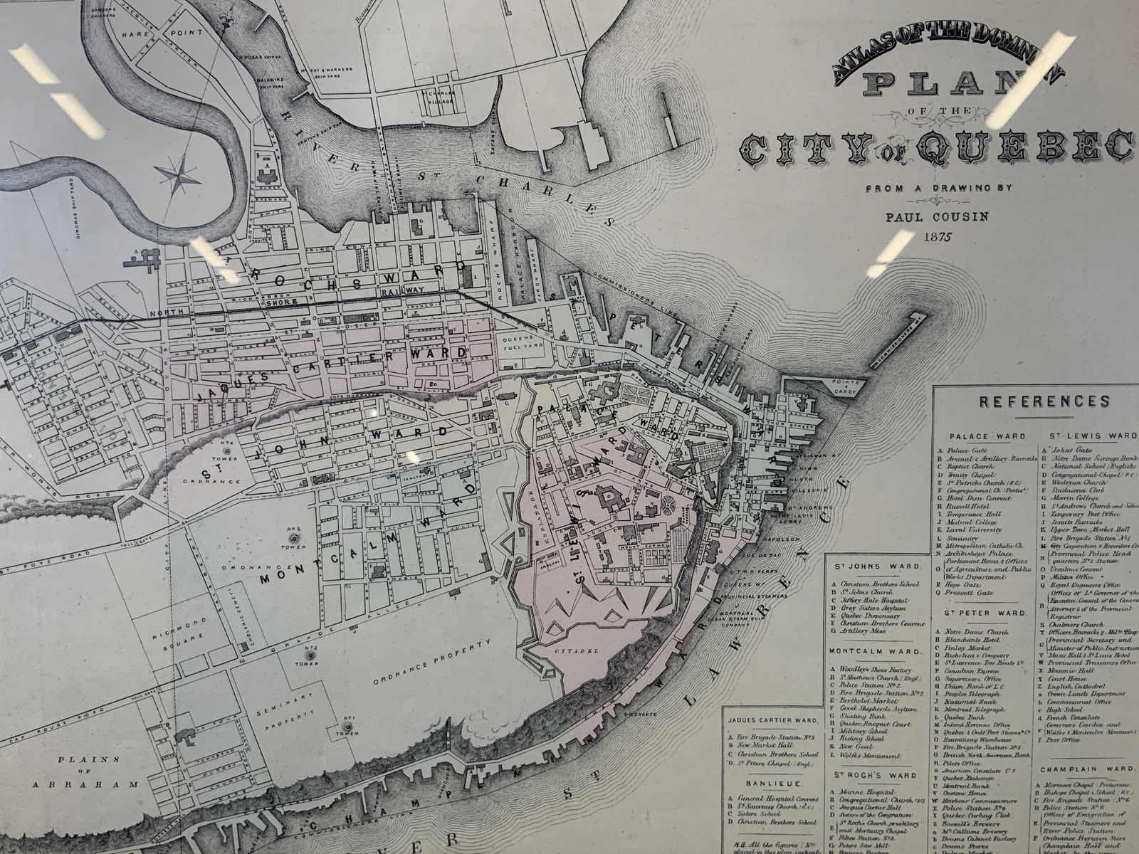 Framed 19th C. Map of The City of Quebec (1 of 10)