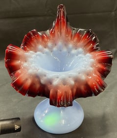 Vtg Blue Uranium Glass Jack in the Pulpit Vase