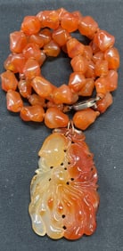 Vintage Orange Agate Pendant Necklace
