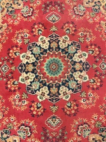 Vintage Handmade Oriental Fringed Wool Area Rug