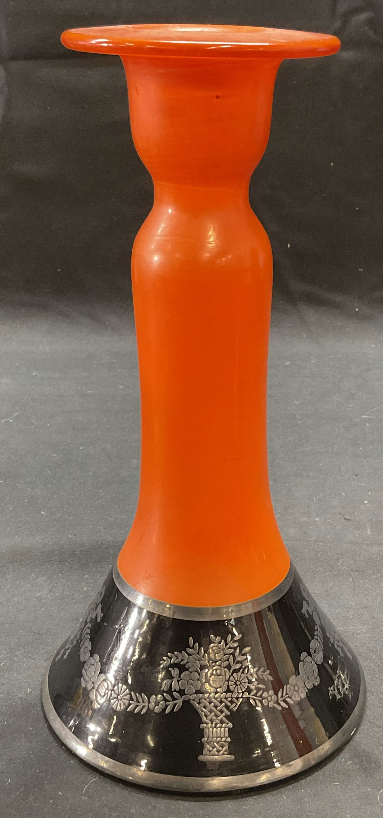 Vintage Orange & Black Silver Overlay Candlestick (1 of 6)