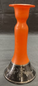 Vintage Orange & Black Silver Overlay Candlestick