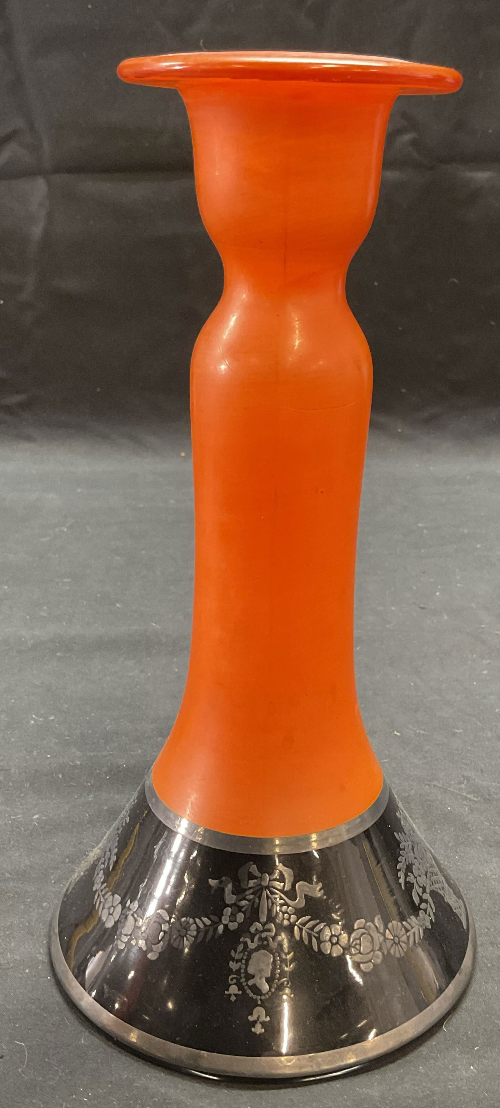 Vintage Orange & Black Silver Overlay Candlestick (1 of 7)