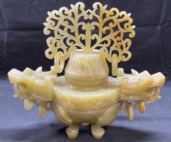 Vintage Chinese Carved Jadeite Incense Burner