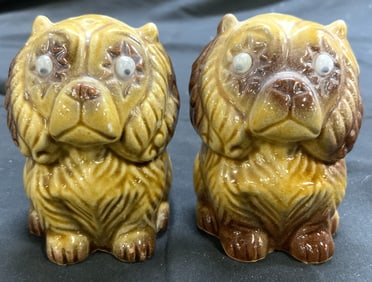 Lot 2 Porcelain Dog Salt & Pepper Shakers