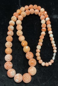 Vintage pink Sponge Coral Beaded Necklace