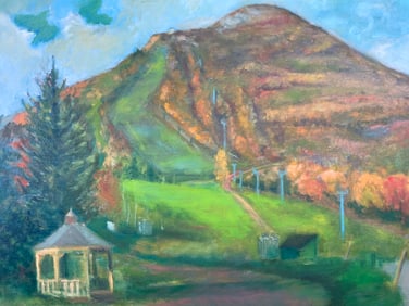 Framed & Signed 1994 Mountainside Acrylic Painting