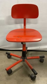 Vintage Red Wood Swivel Desk Chair, Italy