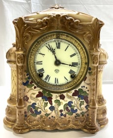 ANSONIA AMARA Vntg Porc Mantel Clock