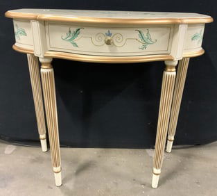 Vntg Federal Style Demilune W Drawer