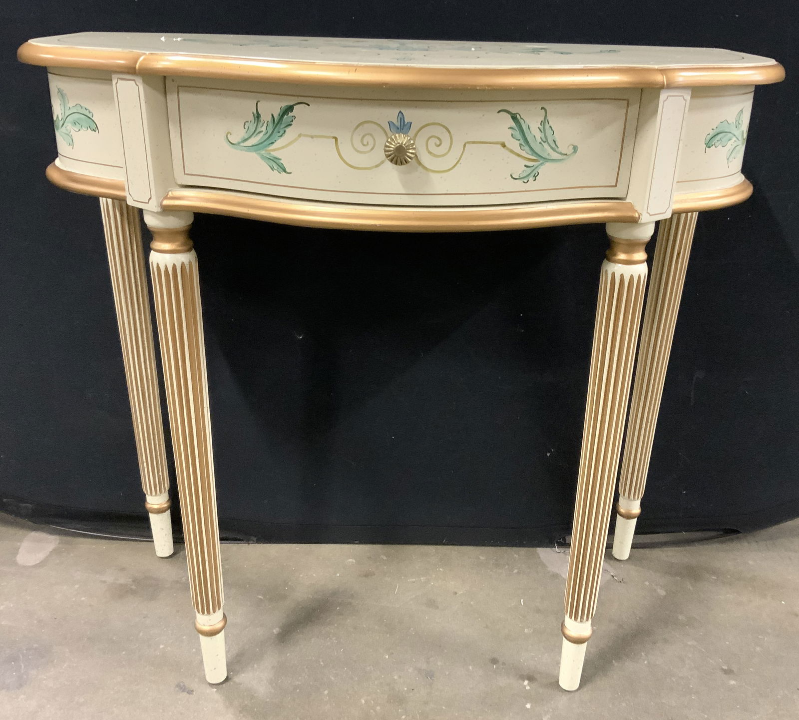 Vntg Federal Style Demilune W Drawer (1 of 8)