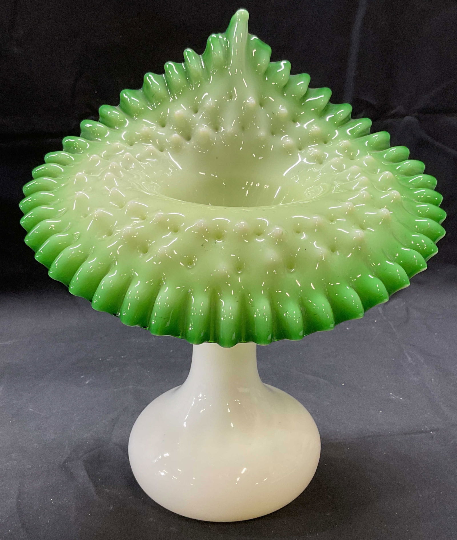 Vtg Green Uranium Glass Jack in the Pulpit Vase (1 of 7)