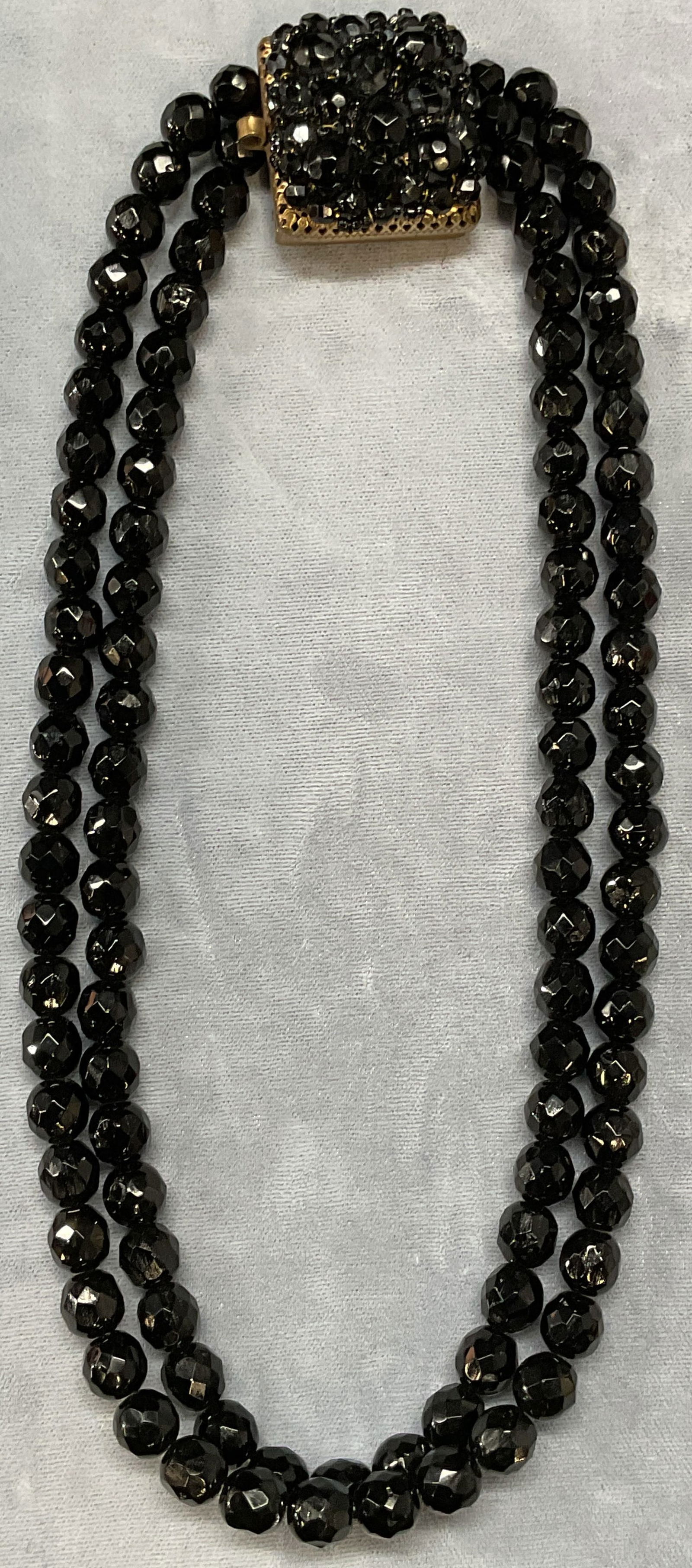 Vtg Z & D P Black Crystal Necklace, Italy (1 of 8)