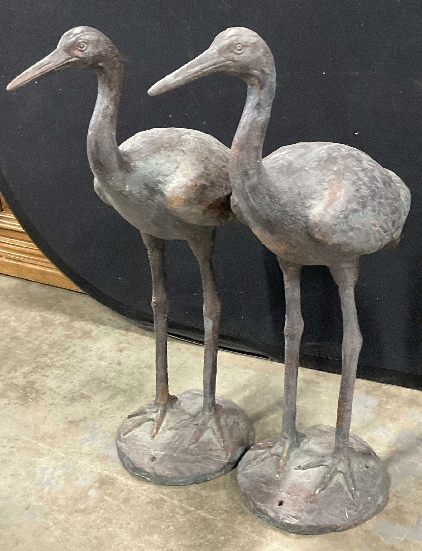 Pair Vintage Metal Standing Crane Statuaries (1 of 15)