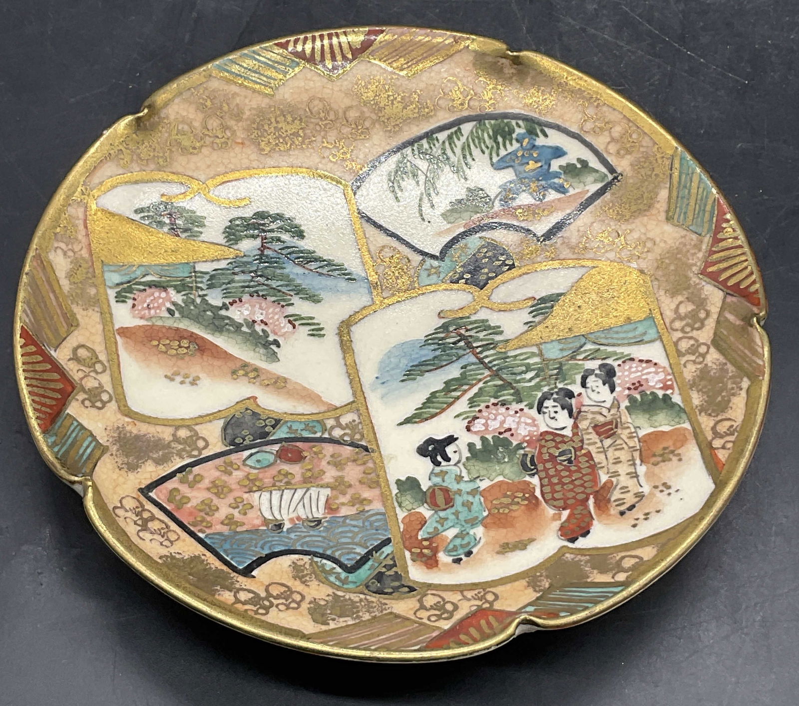 Vintage Signed Hand Painted Ceramic Satsuma Dish (1 of 9)