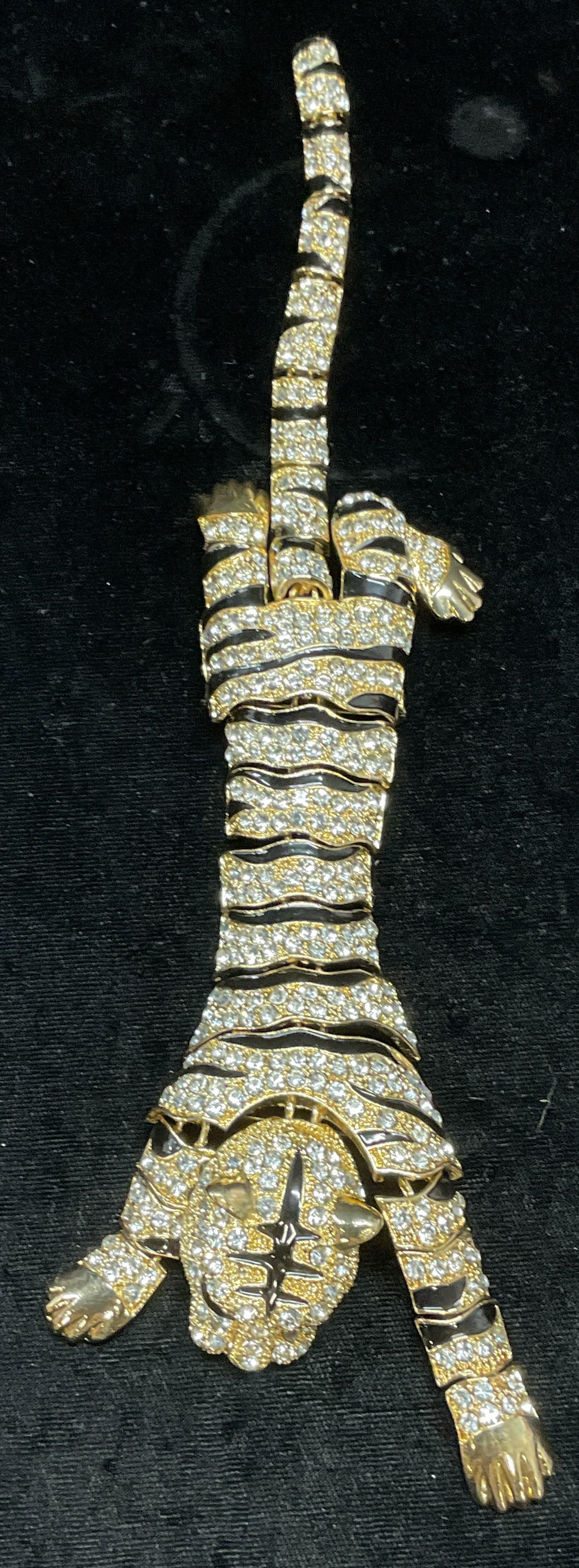 XL Articulated Gold Tn Crystal Tiger Shoulder Pin (1 of 8)